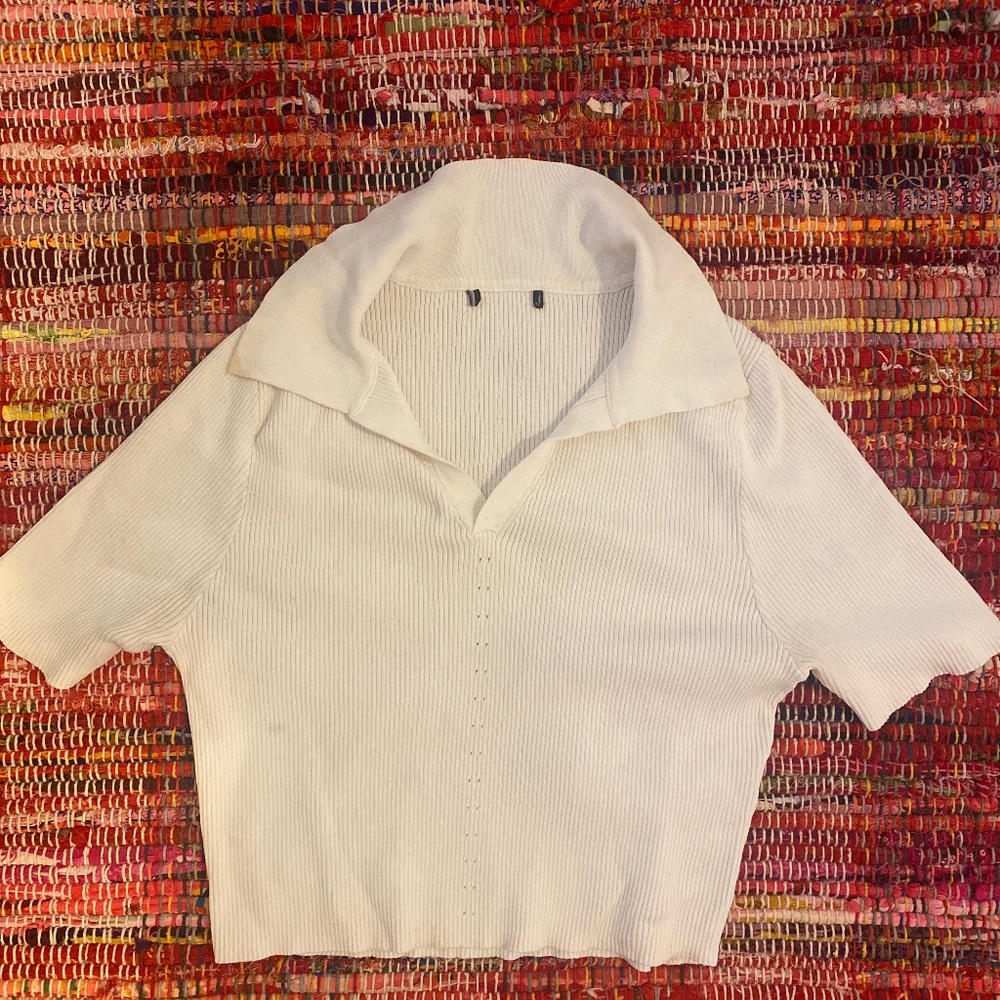 White Collared Crop Top
